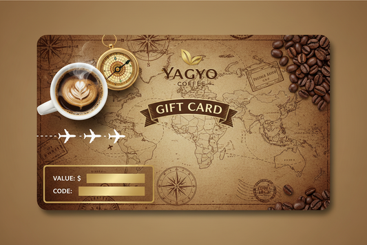 coffee gift card for YAGYO Coffee with travel theme